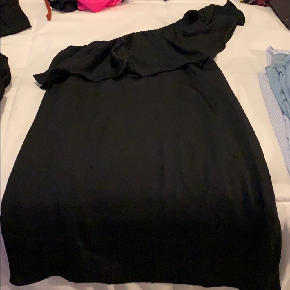 One shoulder mini black dress